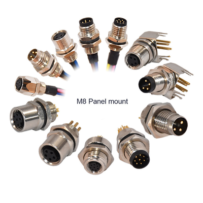 qualità  3 4 5 6 8 12pins M8 Panel Mount Waterproof Connector Connector With PCB Solder Tail fabbrica