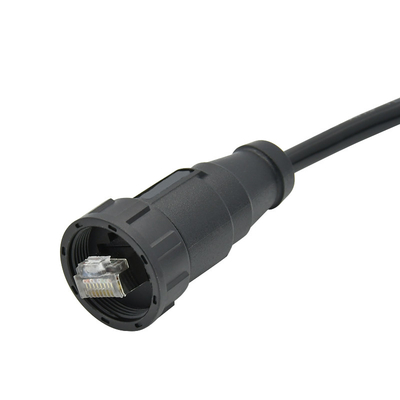 Cavo nero diritto all'aperto della muffa del connettore a tenuta d'acqua di Ethernet della serratura 8P8C Rj45 della vite
