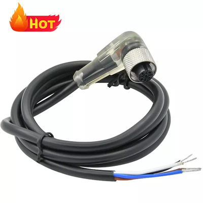 Cavo femminile trasparente impermeabile di codice LED di Pin A del connettore 4 di grado M12 di Rigoal 90