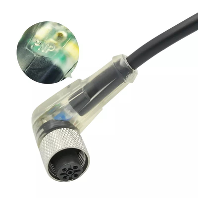 Cavo femminile trasparente impermeabile di codice LED di Pin A del connettore 4 di grado M12 di Rigoal 90
