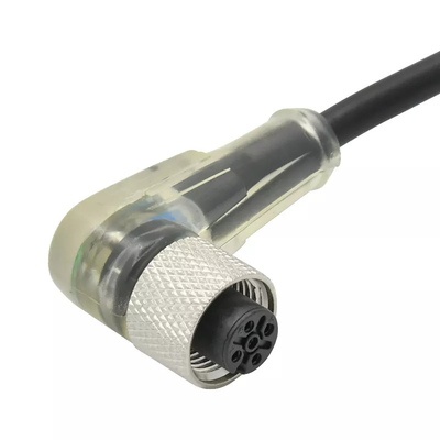 Cavo femminile trasparente impermeabile di codice LED di Pin A del connettore 4 di grado M12 di Rigoal 90
