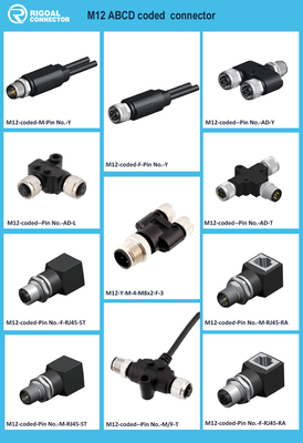 M12 Sottile per l'aviazione maschile/femminile 3/4/5/6/8/12/17-Core Pinhole Connector con core di gomma stampato