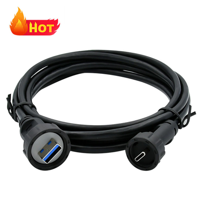 Femminile Micro USB Jack Cable USB impermeabile in nero