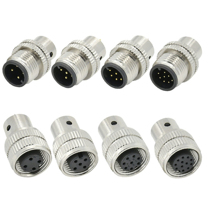 Connettore a spina schermato femmina M12, da 3 a 17 pin, IP67, standard DIN impermeabile