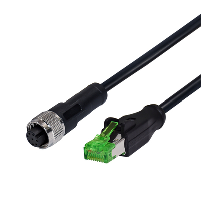 Cavo Ethernet M12 D Code a RJ45 Maschio IP67 1m Cat5e S/FTP