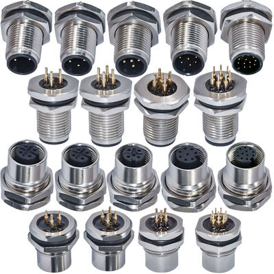 Connettore M12 A Codice Impermeabile 3-17 Pin IP67/IP68 Montaggio a Pannello DIN
