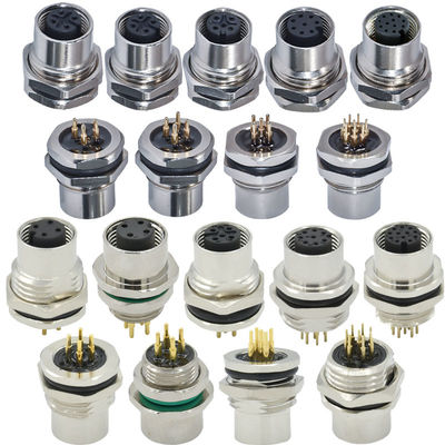 Connettore M12 A Codice Impermeabile 3-17 Pin IP67/IP68 Montaggio a Pannello DIN