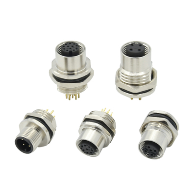 Connettore a pannello M12 impermeabile IP67 Codice A B D da 3 a 17 pin