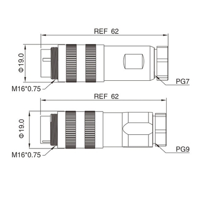 IP67 connettori modellati cavo circolare elettrico impermeabile dell'Assemblea 5p/6p/7pin M16 per l'applicazione del sensore