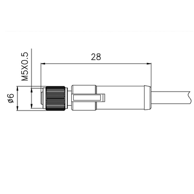 TPU GF IP67 M5 3 Pin Connector Straight To Female ha modellato il PVC di 0.5m