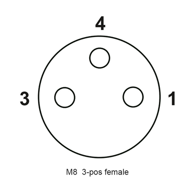 M8 Assemblea attaccabile di Pin 3pin 3p della femmina 3 intorno alla spina diritta circolare 3P del metallo del foro del connettore ip67 M8