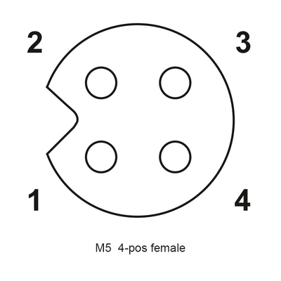 Diritti modellati impermeabilizzano il connettore di cavo 4P 5P 3P 2P che codifica un connettore femminile M5