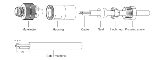 4P connettore attaccabile di plastica di Wireable dell'Assemblea del giacimento del connettore impermeabile del maschio M8