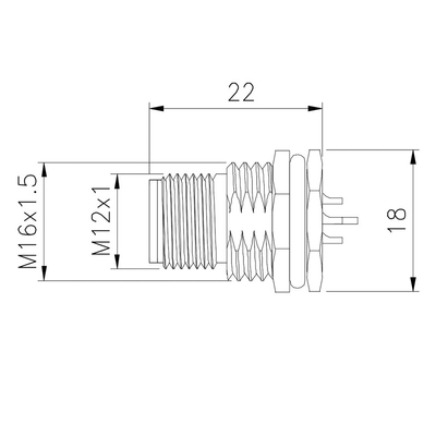 Tipo impermeabile connettore della lega per saldatura del connettore 300V 8 Pin Straight di automazione di fabbrica M12