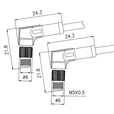 Il connettore diritto maschio ha modellato il connettore circolare del cavo 4Pin M5 per il sensore