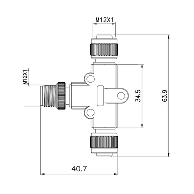 Tipo impermeabile 4 Pin dell'adattatore T di IEC 61076-2-101 TPU GF M12 	PA66