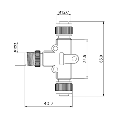 Maschio impermeabile di tipo 1 di M12 RG TPU GF 5 Pin Connector T a 2 TPU femminili