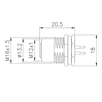 Il rame 1.5A del connettore del supporto del pannello di CuZn TPU PA66 4p M12 impermeabilizza