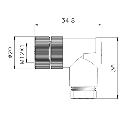 Pa66 Pin di piegatura della lega per saldatura 8 del connettore impermeabile dell'inserzione M12 90 gradi di CuZn